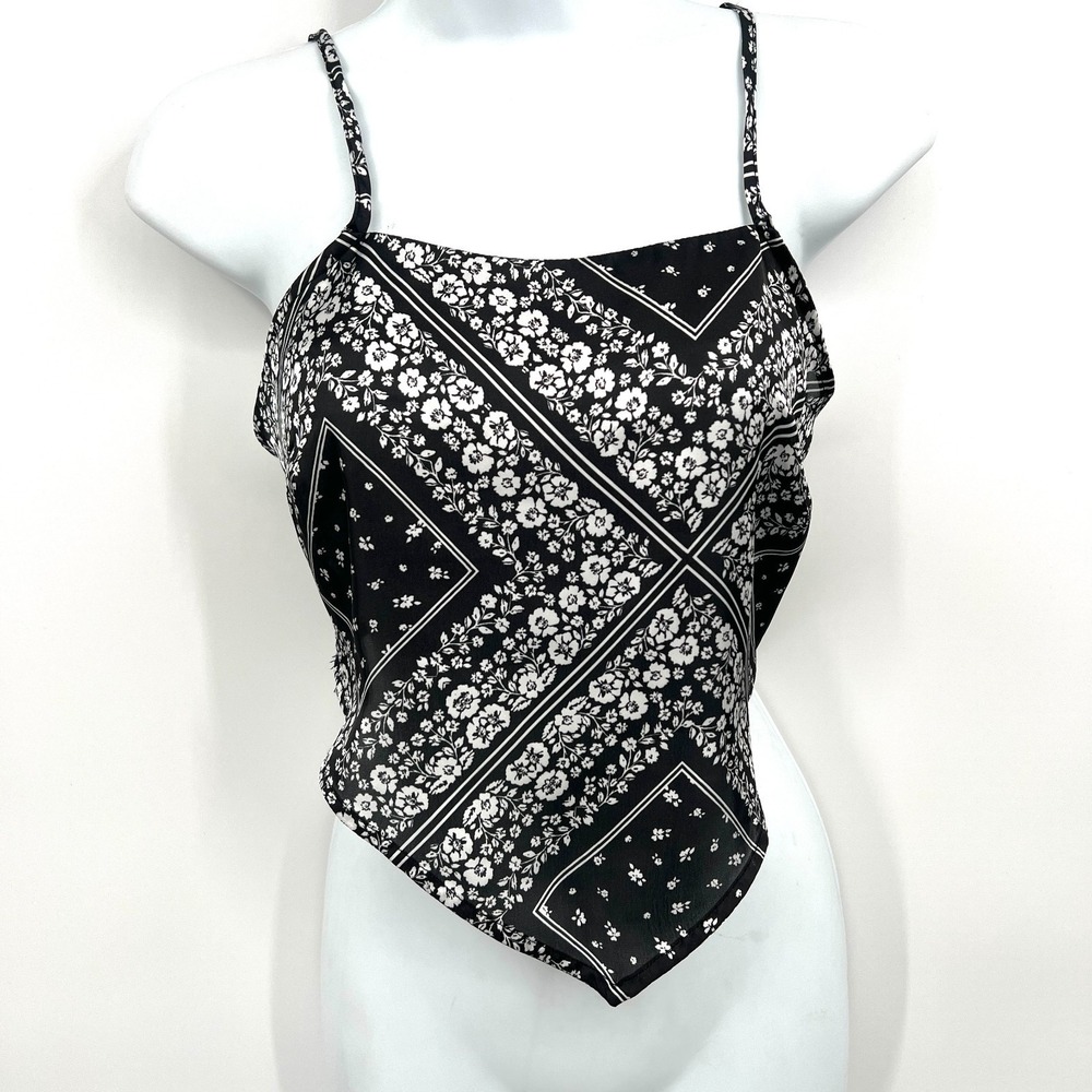 BP‎ satin bandana style top cropped boho festival cottagecore y2k retro black S